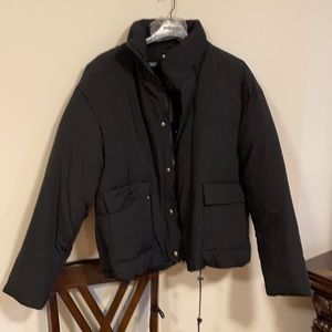 Men plain Black puffer